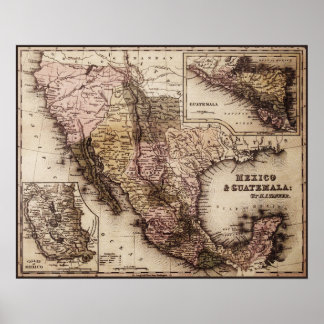Mapa histórico Impresión de lienzo en México y Gua