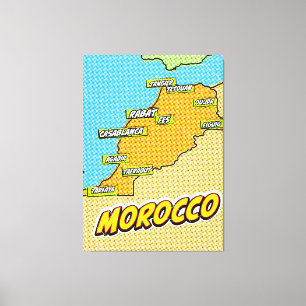 Mapa ilustrado de arte pop de Marruecos