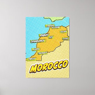 Mapa ilustrado de arte pop de Marruecos