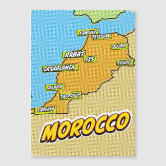 Mapa ilustrado de arte pop de Marruecos