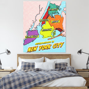 Mapa ilustrado de arte pop en Nueva York