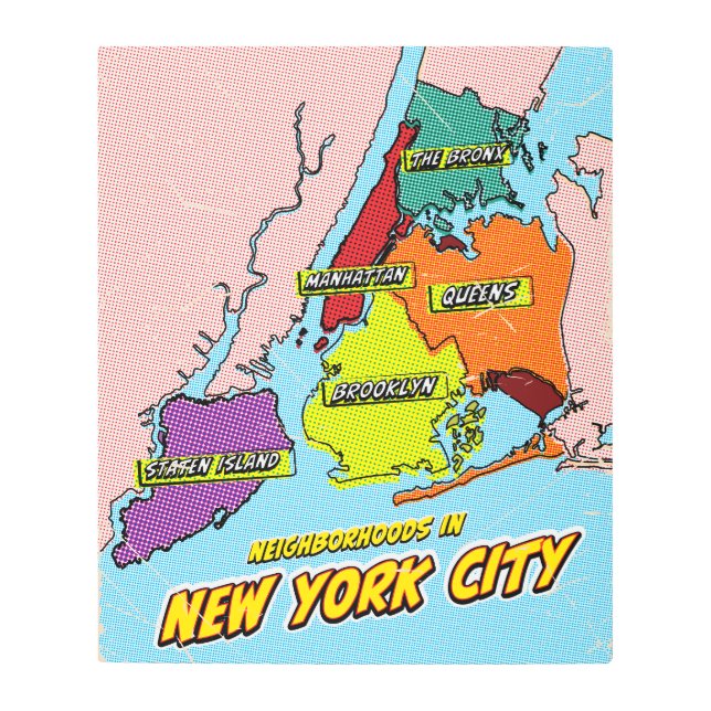 Mapa ilustrado de arte pop en Nueva York (Anverso)