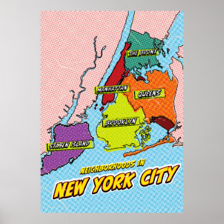 Mapa ilustrado de arte pop en Nueva York