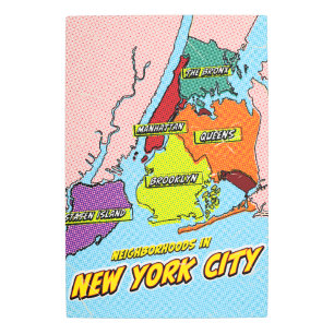 Mapa ilustrado de arte pop en Nueva York