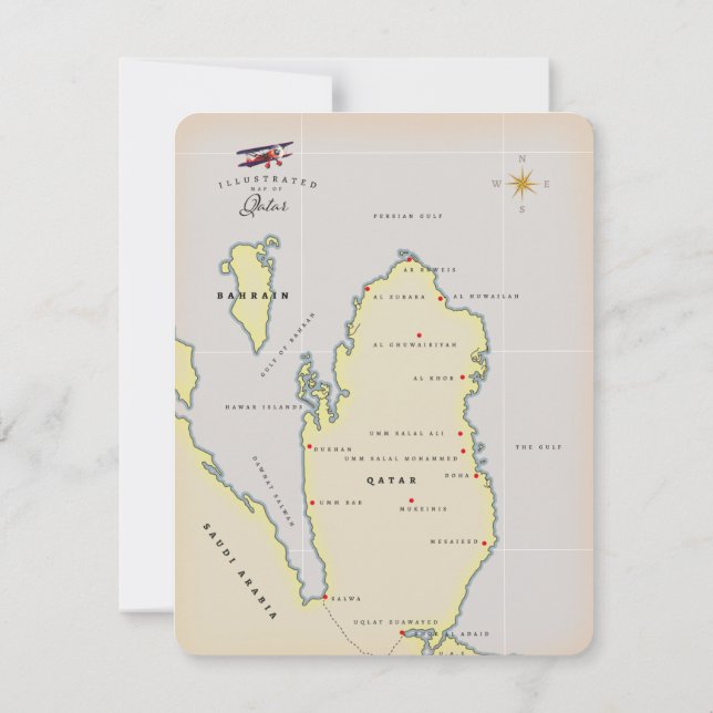 Mapa ilustrado de Catar (Reverso)