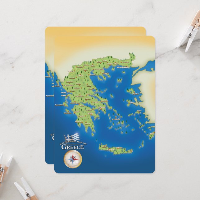 Mapa Ilustrado De Grecia. (Anverso/Reverso In Situ)