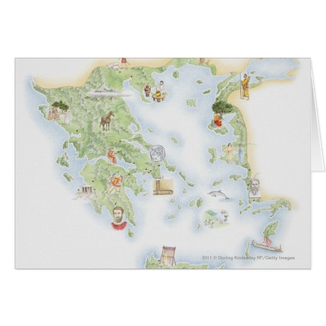 Mapa ilustrado de Grecia antigua (Anverso (Horizontal))