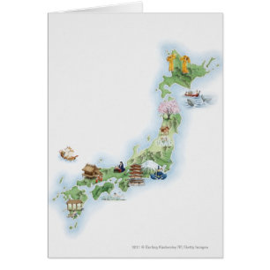 Mapa ilustrado de Japón antiguo