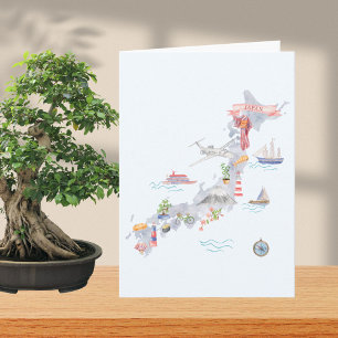 Mapa Ilustrado de Japón Tarjeta de Felicitación Do