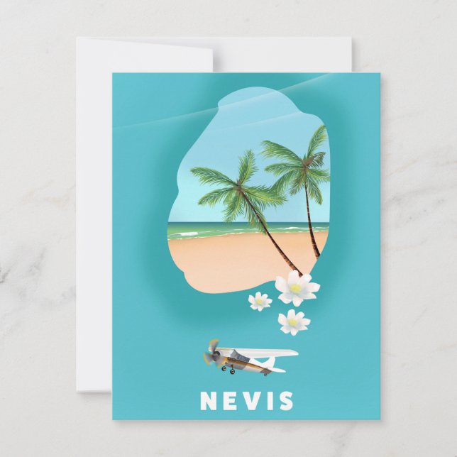 Mapa ilustrado de la isla caribeña de Nevis. (Anverso)