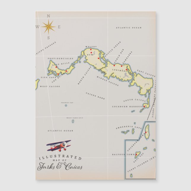 Mapa ilustrado de las Islas Turcas y Caicos (Anverso)
