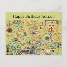 Mapa Ilustrado de Londres Tarjeta de Cumpleaños