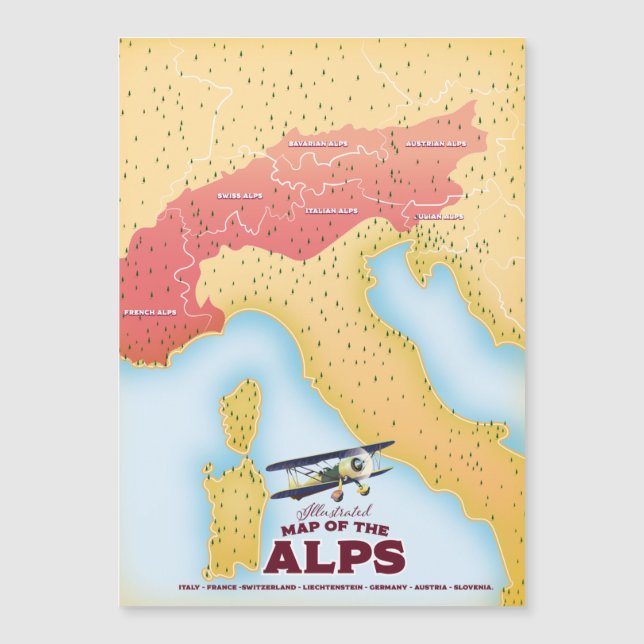 Mapa ilustrado de los Alpes (Anverso)