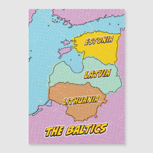 Mapa ilustrado de los Estados Bálticos en estilo P