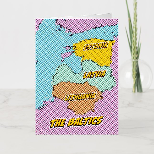 Mapa ilustrado de los Estados Bálticos en estilo P (Anverso)