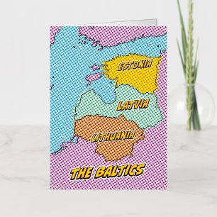 Mapa ilustrado de los Estados Bálticos en estilo P