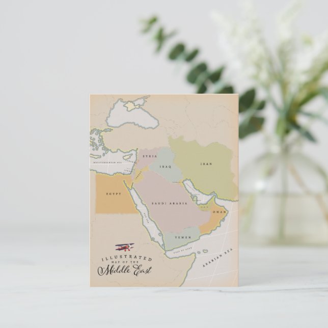 Mapa ilustrado de Oriente Medio. (Anverso de pie)