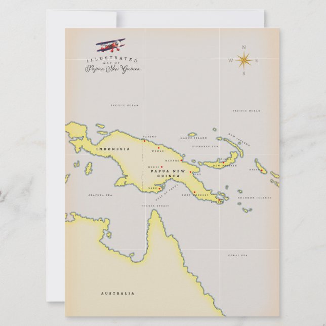 Mapa ilustrado de Papúa Nueva Guinea (Reverso)