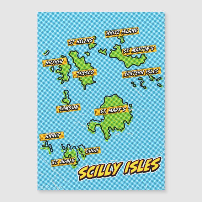 Mapa ilustrado de Pop Art de las Islas Scilly (Anverso)