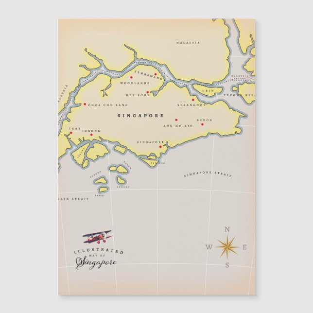 Mapa ilustrado de Singapur (Anverso)