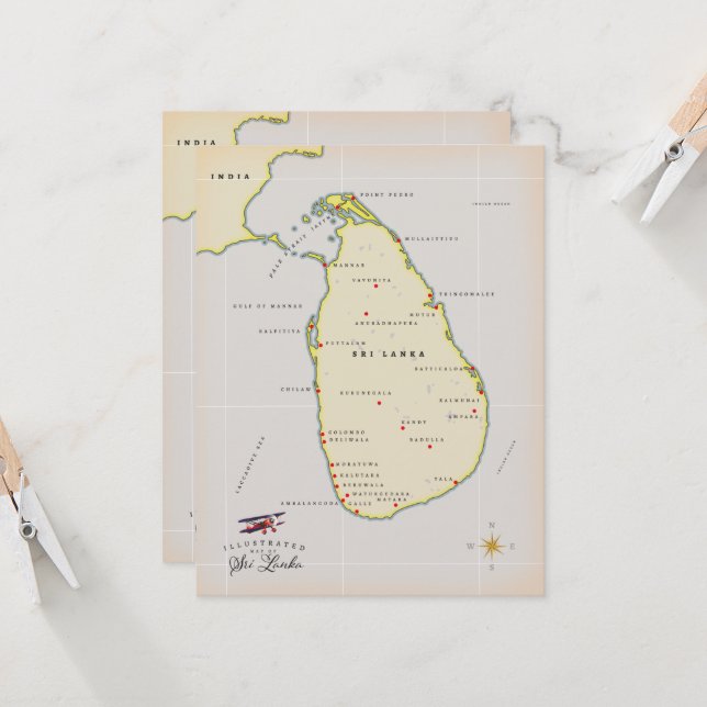 Mapa ilustrado de Sri Lanka (Anverso/Reverso In Situ)