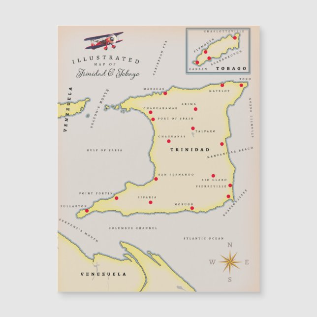 Mapa ilustrado de Trinidad y Tobago (Anverso)
