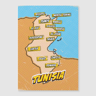 Mapa ilustrado de Túnez de Pop Art