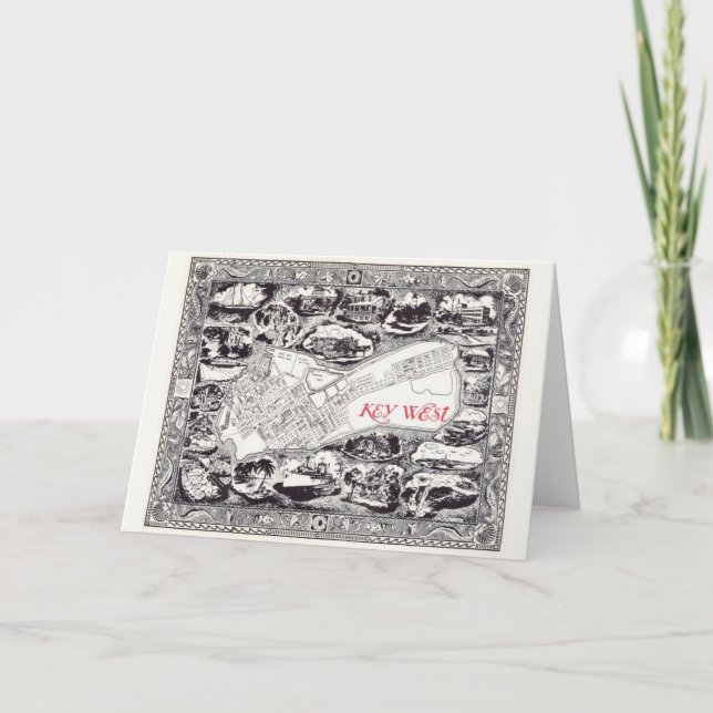 Mapa ilustrado de Vintage Key West (Anverso)