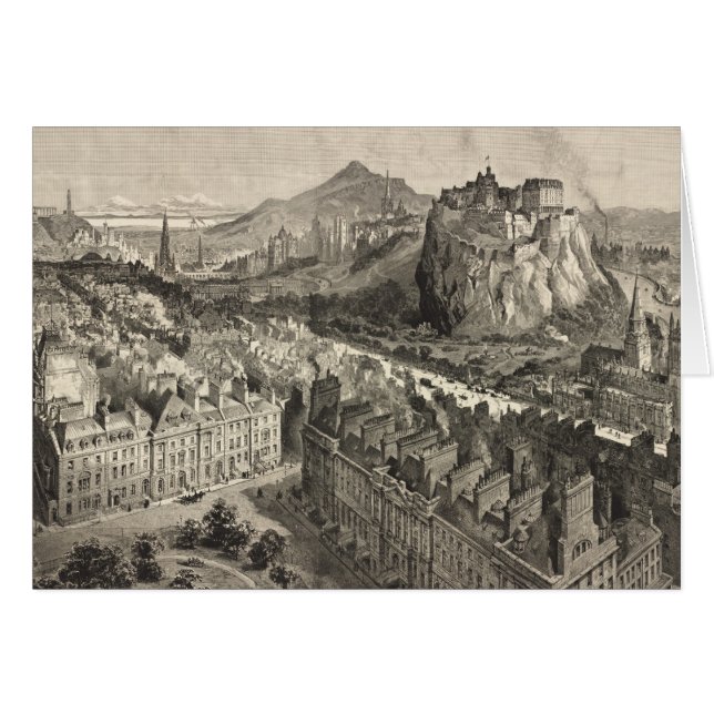 Mapa ilustrado del vintage de Edimburgo Escocia (Anverso (Horizontal))