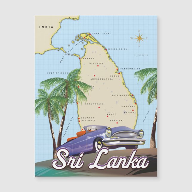 Mapa ilustrado detallado de Sri Lanka (Anverso)