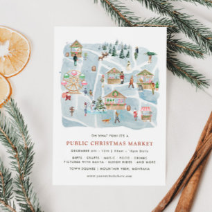 Mapa ilustrado   Invitación del mercado de Navidad