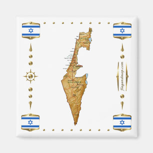 Mapa israelí + imán de bandera