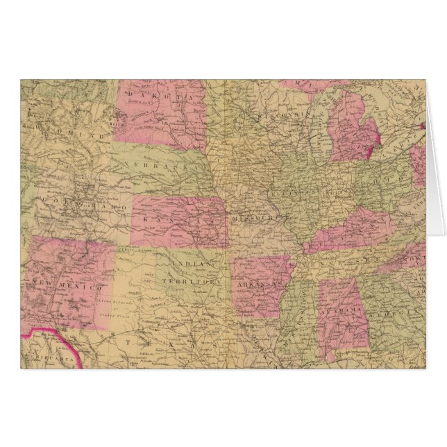 Mapa litografiado a mano de Estados Unidos (Anverso (Horizontal))