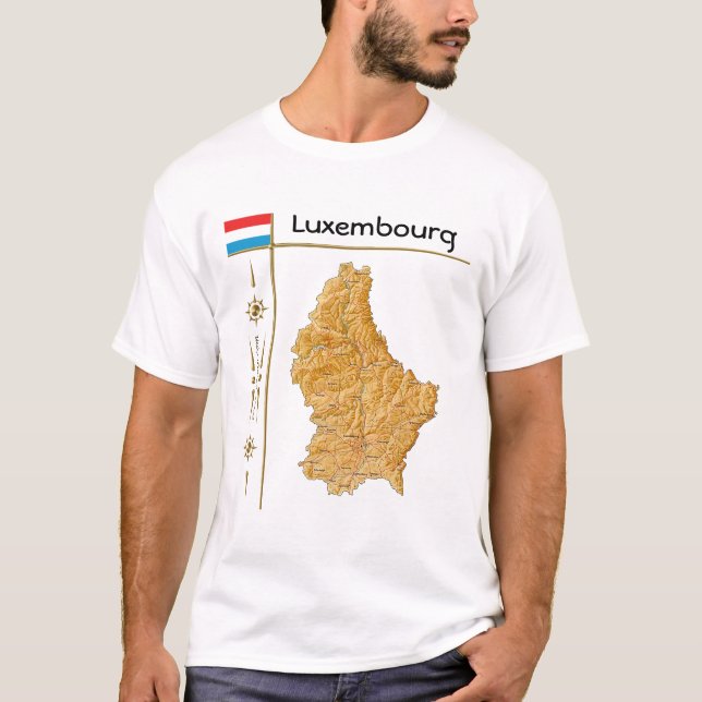 Mapa luxemburgués + bandera + título camiseta (Anverso)