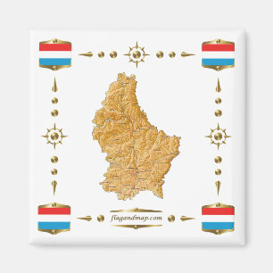 Mapa luxemburgués + imán de banderas