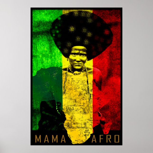 Mapa Mama Afro Africa Imprimir arte de reggae (Frente)