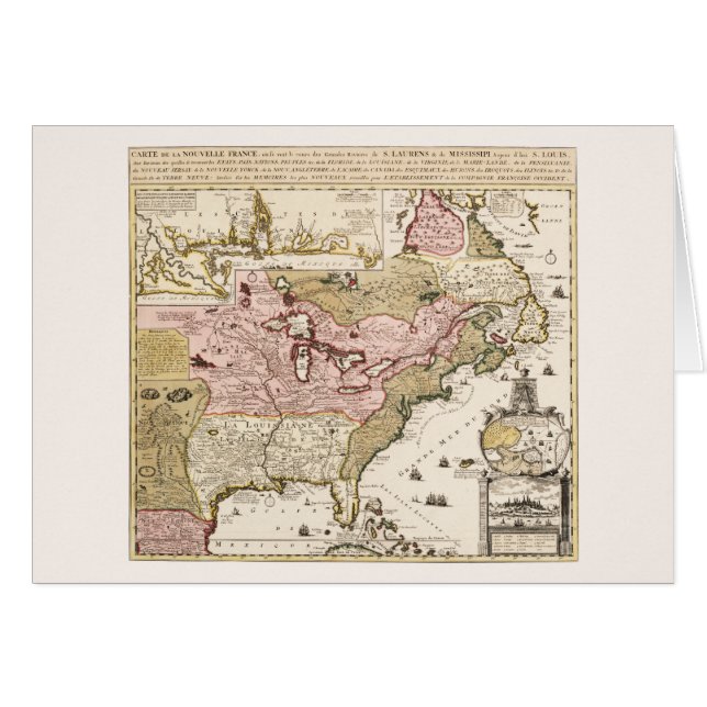 Mapa medieval francés de Quebec/Nueva Francia Amér (Anverso (Horizontal))