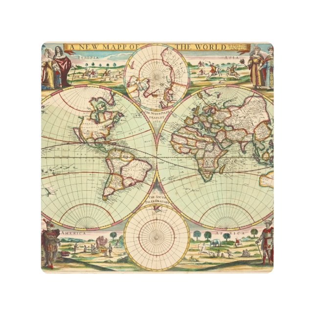 Mapa Metalizado de arte mural de la antigua antigü (Anverso)