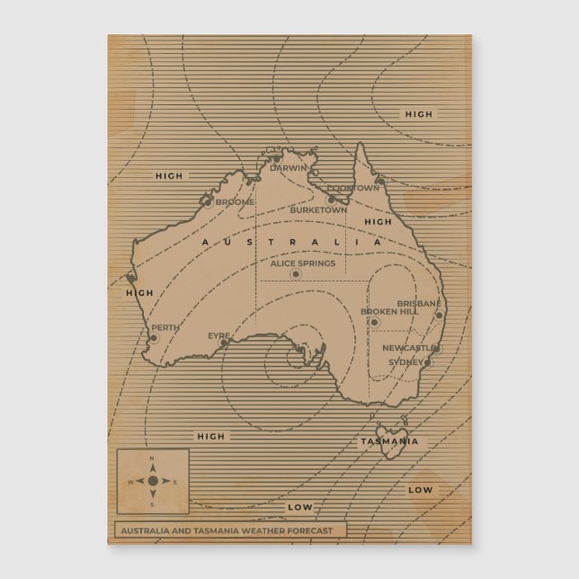 Mapa meteorológico antiguo de Australia (Anverso)