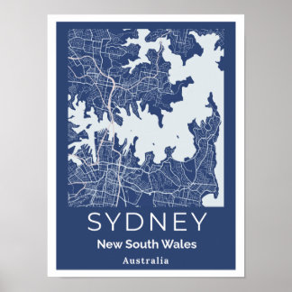 Mapa minimalista de Sydney | Arte moderno de pared