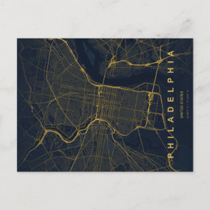 Mapa Mínimo de la Ciudad de Filadelfia en Postal