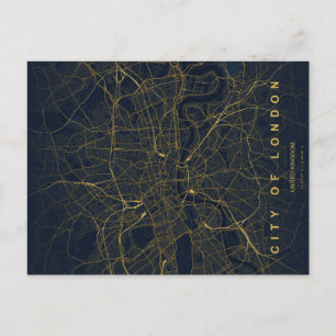 Mapa Mínimo de la Ciudad de Londres en Postal