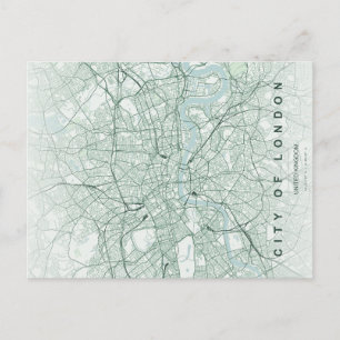 Mapa Mínimo de la Ciudad de Londres en Tarjeta Pos