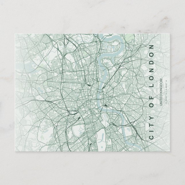 Mapa Mínimo de la Ciudad de Londres en Tarjeta Pos (Anverso)