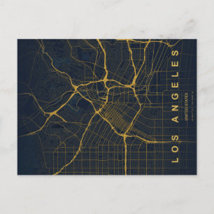 Mapa Mínimo de la Ciudad de Los Ángeles en Postal