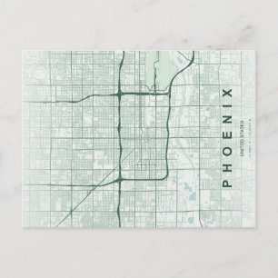 Mapa Mínimo de la Ciudad de Phoenix en Postal
