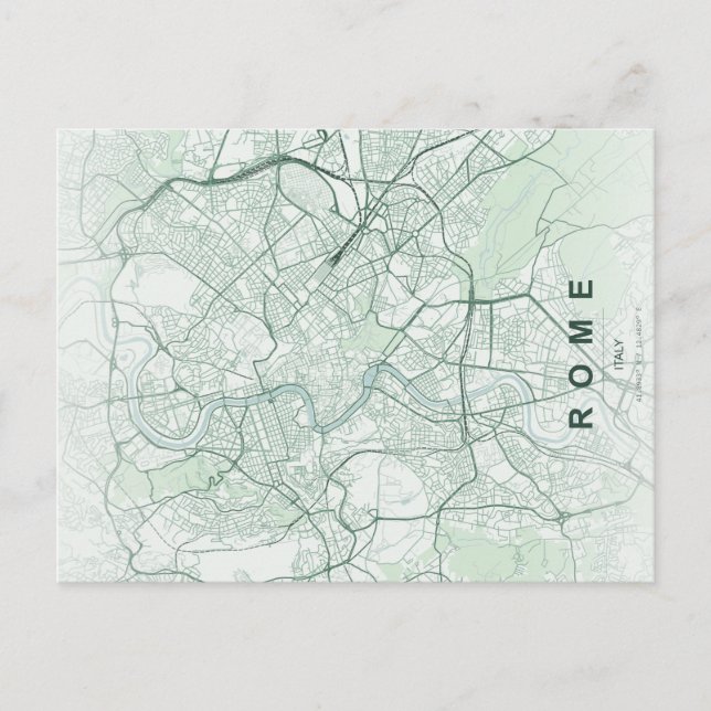 Mapa Mínimo de la Ciudad de Roma en Postal (Anverso)