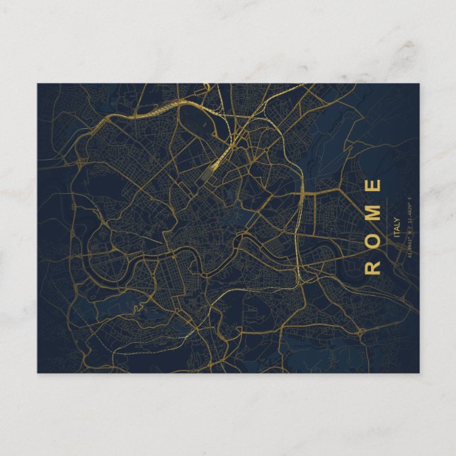 Mapa Mínimo de la Ciudad de Roma en Postal (Anverso)