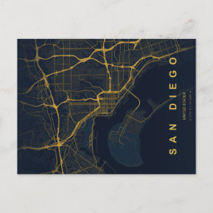 Mapa Mínimo de la Ciudad de San Diego en Postal