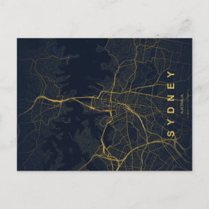 Mapa Mínimo de la Ciudad de Sydney en Postal